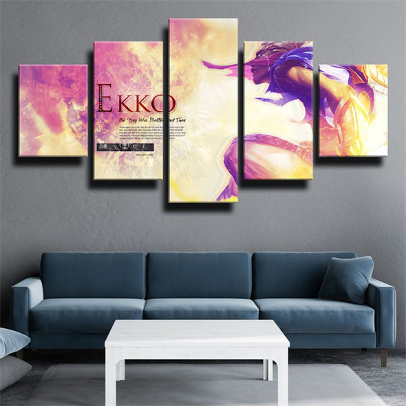 five panel wall art canvas prints League Legends Ekko wall decor-1200 (2)