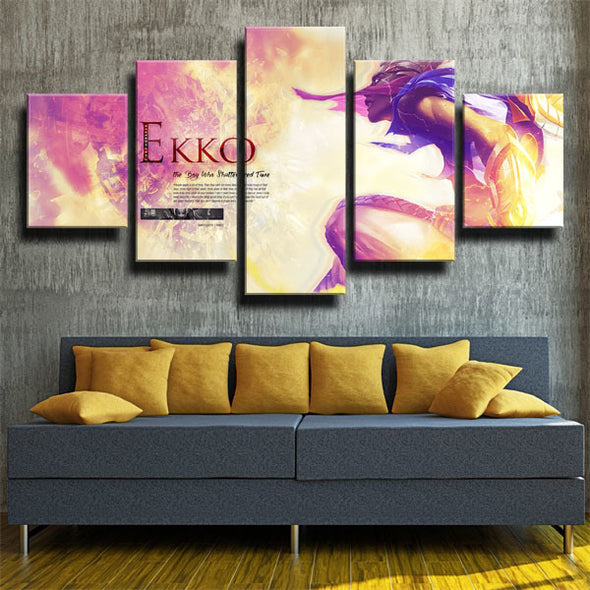 five panel wall art canvas prints League Legends Ekko wall decor-1200 (3)