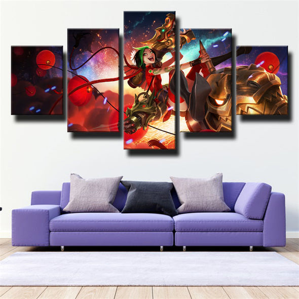 five panel wall art canvas prints League Of Legends Jinx wall decor-1200 (1)