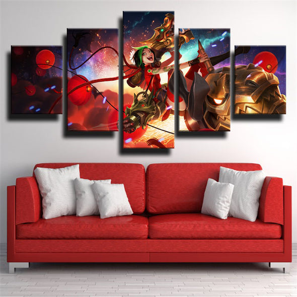 five panel wall art canvas prints League Of Legends Jinx wall decor-1200 (3)