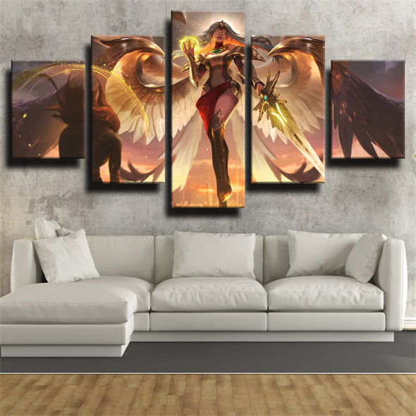 five panel wall art canvas prints League Of Legends Kayle wall decor-1200 (2)