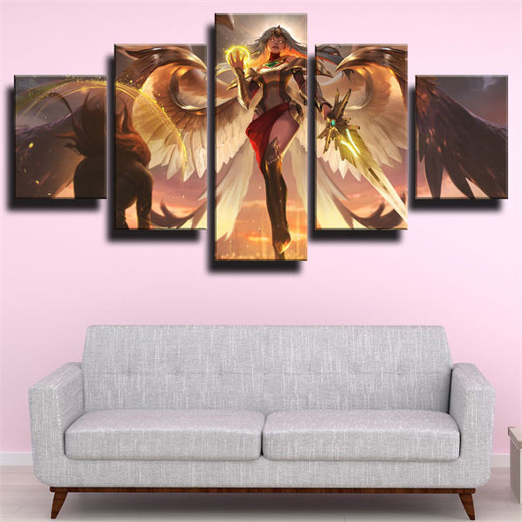 five panel wall art canvas prints League Of Legends Kayle wall decor-1200 (3)