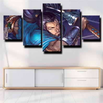 five panel wall art canvas prints League of Legends Yasuo wall picture-1200 (1)