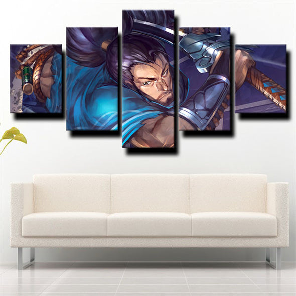 five panel wall art canvas prints League of Legends Yasuo wall picture-1200 (2)