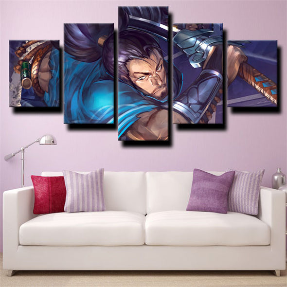 five panel wall art canvas prints League of Legends Yasuo wall picture-1200 (3)