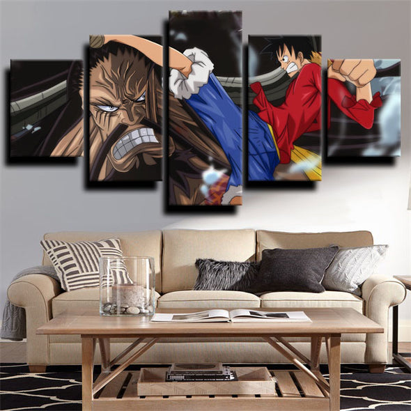five panel wall art canvas prints One Piece Kaido live room decor-1200 (1)