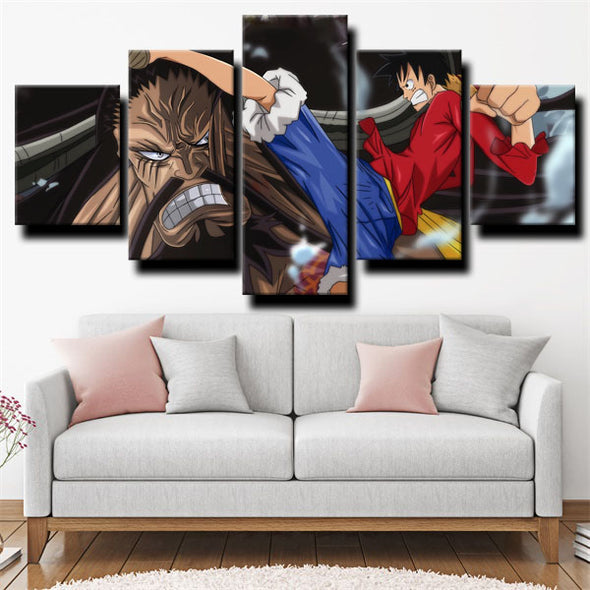 five panel wall art canvas prints One Piece Kaido live room decor-1200 (3)