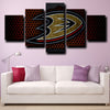 five panel wall art prints Anaheim Ducks Logo live room decor-1206 (1)
