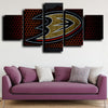 five panel wall art prints Anaheim Ducks Logo live room decor-1206 (2)