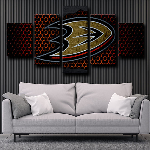 five panel wall art prints Anaheim Ducks Logo live room decor-1206 (4)