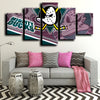 five panel wall art prints Anaheim Ducks Logo live room decor-1214 (1)
