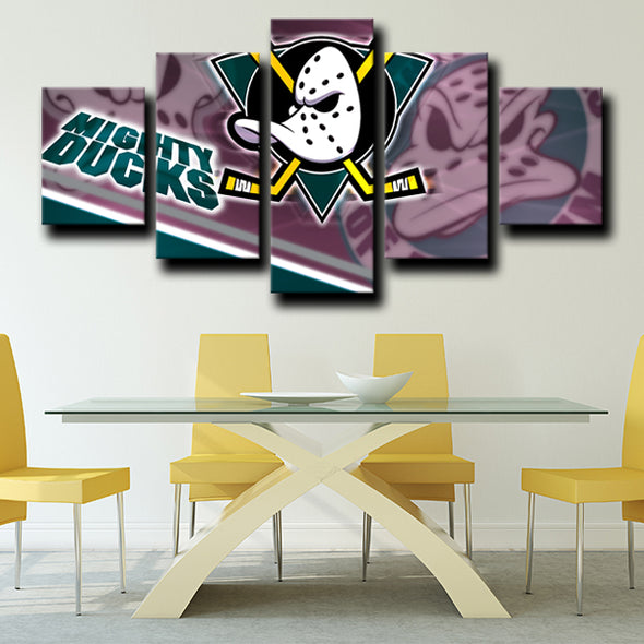 five panel wall art prints Anaheim Ducks Logo live room decor-1214 (3)