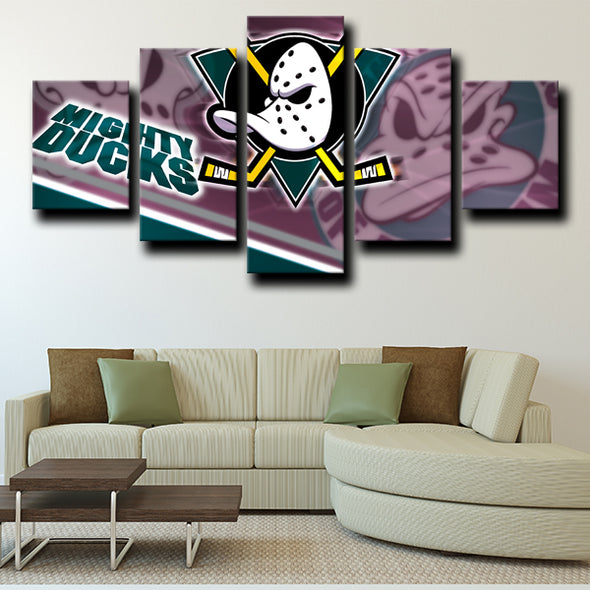 five panel wall art prints Anaheim Ducks Logo live room decor-1214 (4)