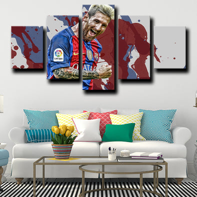 five piece canvas art framed prints Barcelona Messi wall picture-1210 (1)