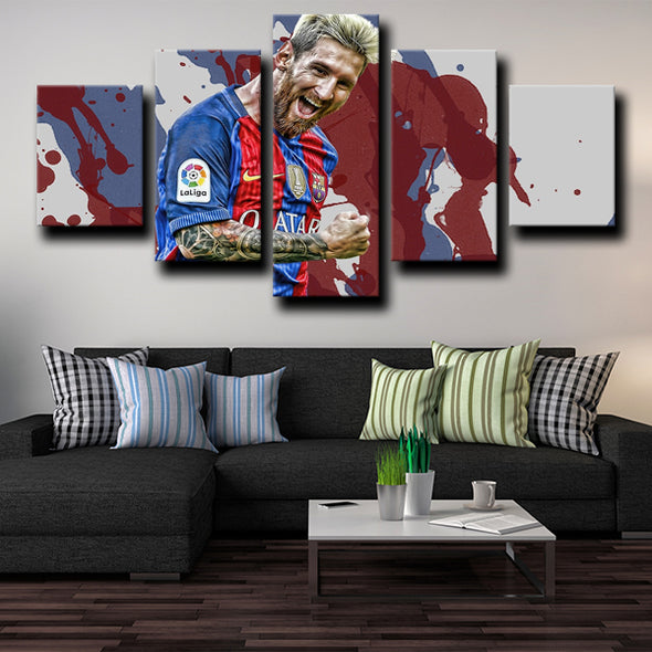 five piece canvas art framed prints Barcelona Messi wall picture-1210 (4)
