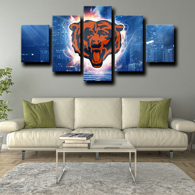 five piece canvas art framed prints Chicago Bears logo wall picture-1207 (1)
