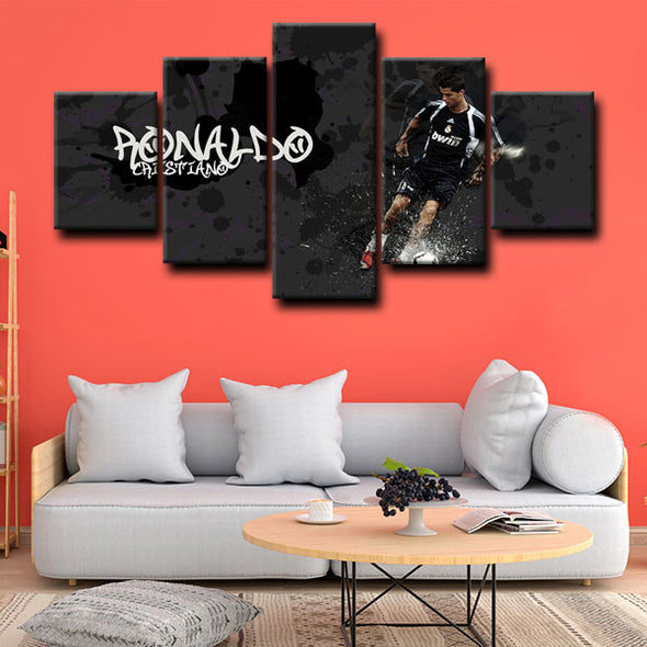  five piece canvas art framed prints Cristiano Ronaldo wall picture1221 (3)