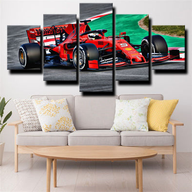 five piece canvas art framed prints Formula 1 Car Ferrari decor picture-1200 (1)