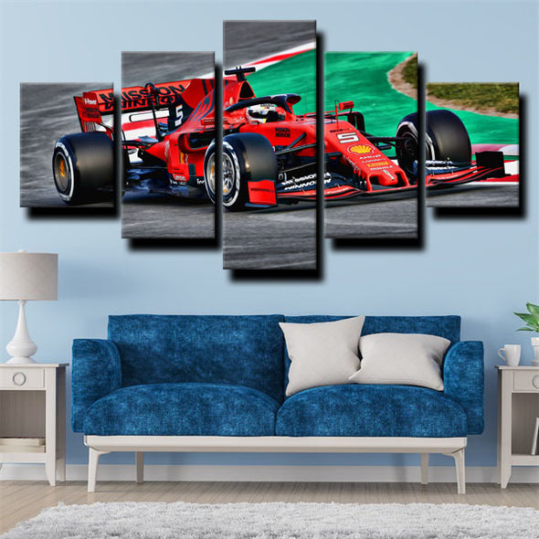 five piece canvas art framed prints Formula 1 Car Ferrari decor picture-1200 (2)