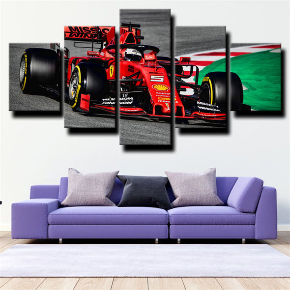 five piece canvas art framed prints Formula 1 Car Ferrari wall picture-1200 (2)