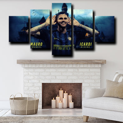five piece canvas art framed prints Inter Milan Icardi wall picture-1204 (1)