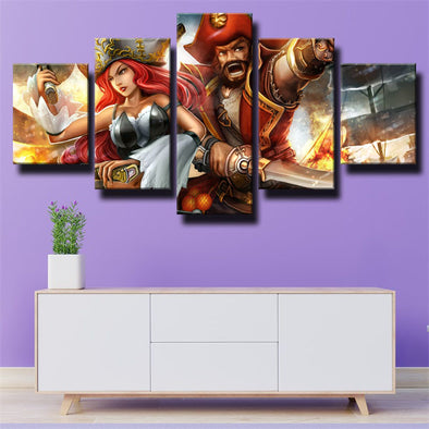 five piece canvas art framed prints LOL Miss Fortune wall picture-1200 (1)