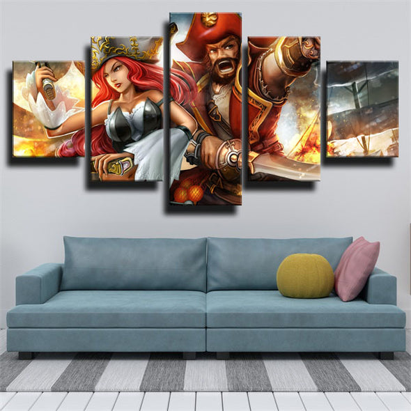 five piece canvas art framed prints LOL Miss Fortune wall picture-1200 (3)
