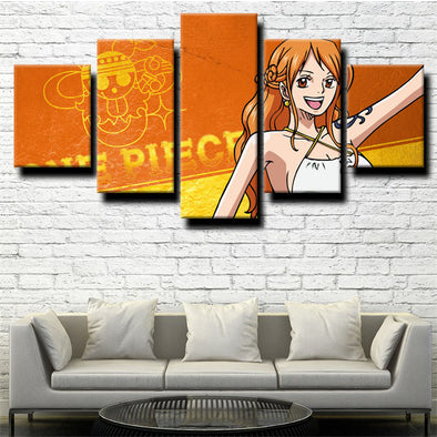 five piece canvas art framed prints One Piece Nami live room decor-1200 (1)
