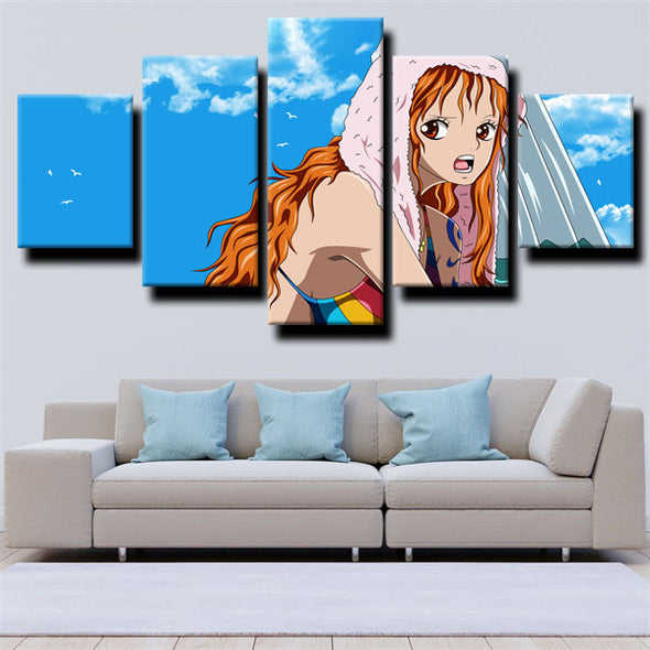 five piece canvas art framed prints One Piece Nami wall picture-1200 (3)