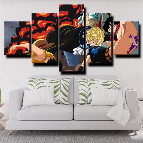 five piece canvas art framed prints One Piece Sabo live room decor-1200 (2)