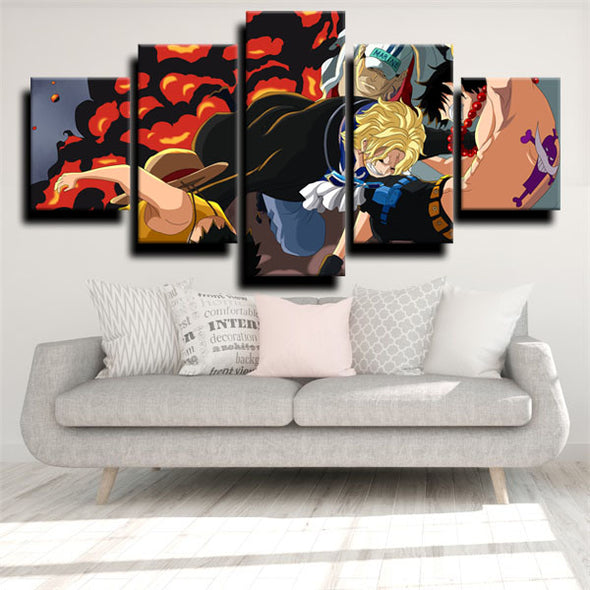 five piece canvas art framed prints One Piece Sabo live room decor-1200 (3)