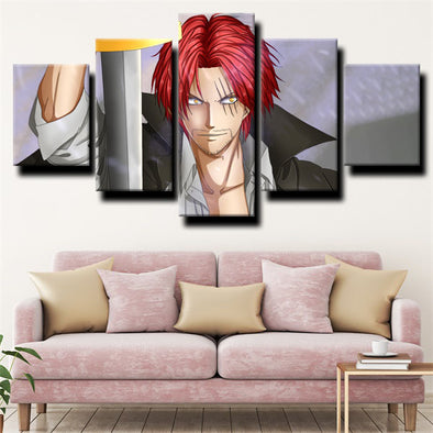 five piece canvas art framed prints One Piece Shanks wall picture-1200 (1)