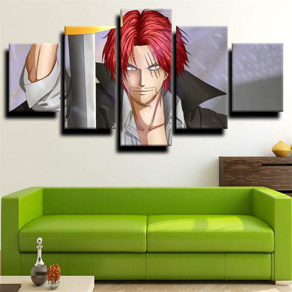 five piece canvas art framed prints One Piece Shanks wall picture-1200 (2)