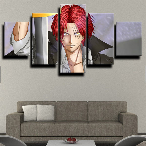 five piece canvas art framed prints One Piece Shanks wall picture-1200 (3)