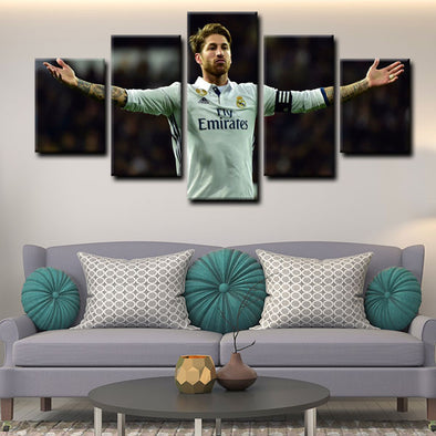 five piece canvas art framed prints Sergio Ramos wall picture1222 (1)