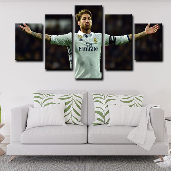  five piece canvas art framed prints Sergio Ramos wall picture1222 (4)