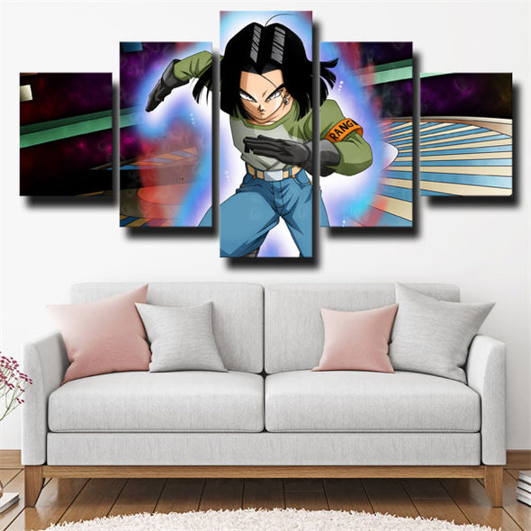 five piece canvas art framed prints dragon ball Android 17 wall picture-2056 (3)