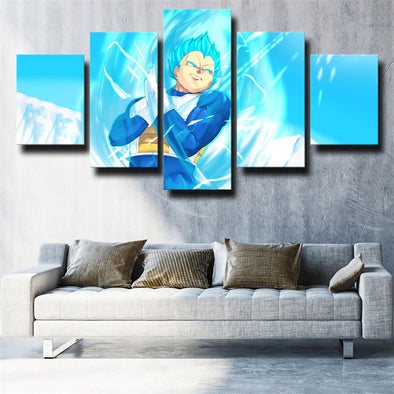 five piece canvas art framed prints dragon ball Vegeta blue wall picture-2028 (1)