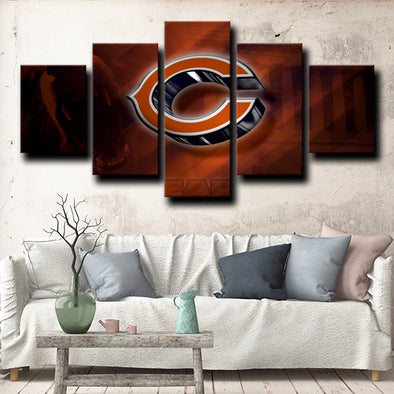 five piece canvas art prints Chicago Bears logo crest decor picture-1219 (1)