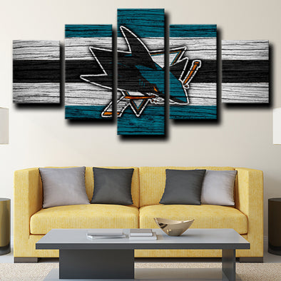 five piece canvas art prints San Jose Sharks Logo home decor-1210 (1)