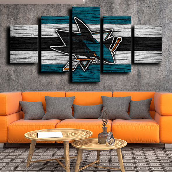 five piece canvas art prints San Jose Sharks Logo home decor-1210 (3)