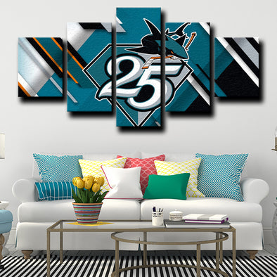 five piece canvas art prints San Jose Sharks Logo home decor-1215 (1)