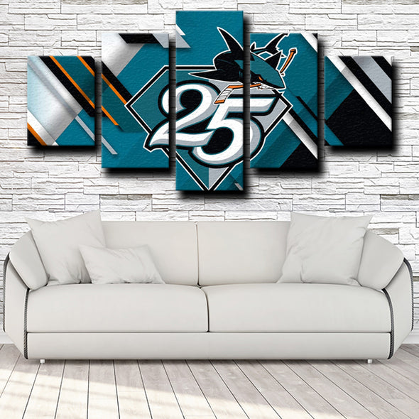five piece canvas art prints San Jose Sharks Logo home decor-1215 (3)