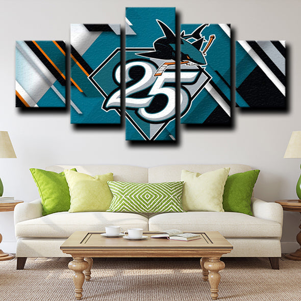 five piece canvas art prints San Jose Sharks Logo home decor-1215 (4)