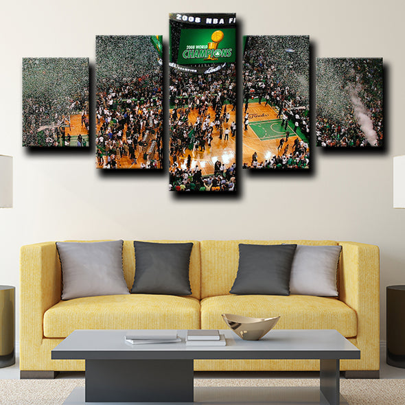 five piece canvas framed prints Celtics arena live room decor-1203 (2)