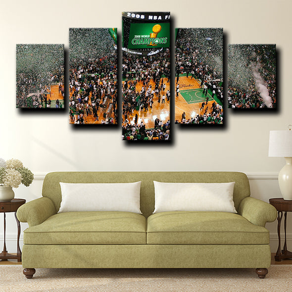 five piece canvas framed prints Celtics arena live room decor-1203 (3)