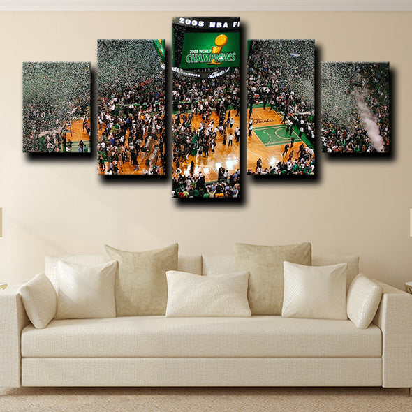five piece canvas framed prints Celtics arena live room decor-1203 (4)