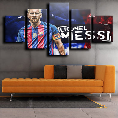 five piece canvas wall art prints Barcelona Messi decor picture-1224 (1)