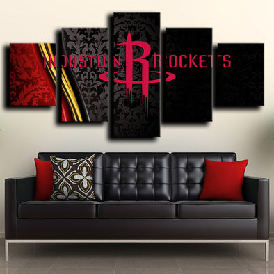 five piece canvas wall art prints Houston Rockets Logo decor picture-1230 (1)