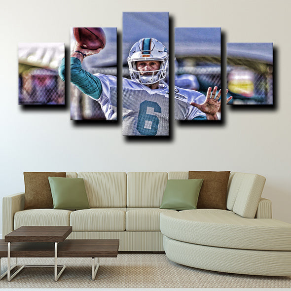 five piece canvas wall art prints Miami Dolphins Cutler decor picture-1230 (2)